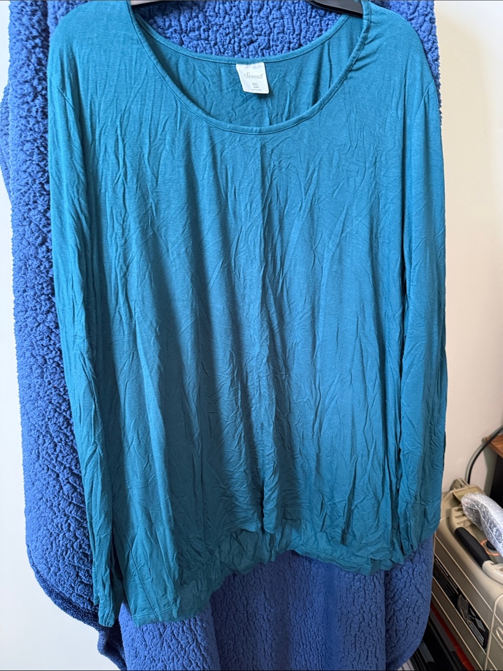 Soma Teal Long-Sleeve Scoop Neck Sleep Top - Teal (80)